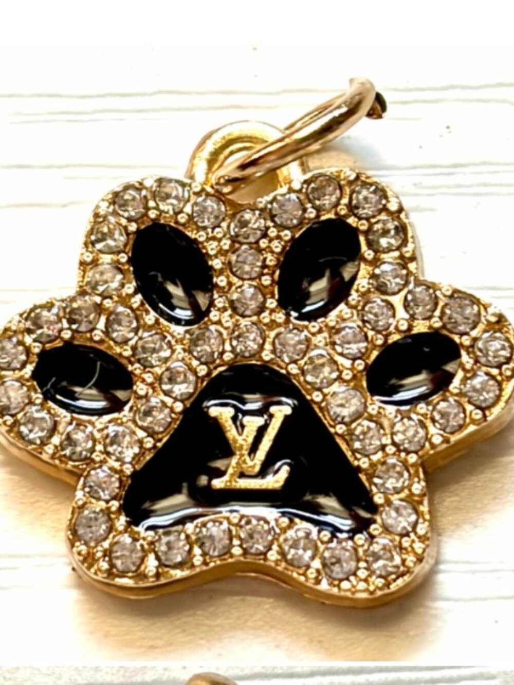 NEW LV Paw Print Charm – Crystal & Black Enamel | Dog Lover Luxury Accessory